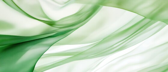 Poster - Abstract flowing green fabric creating soft waves and gentle curves against a bright white background evoking a sense of calm and serenity