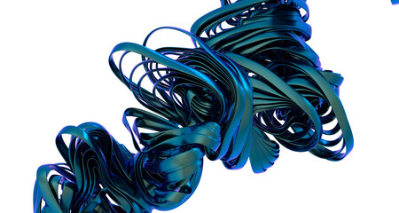 Aufkleber - Abstract 3D Render of Intertwined Metallic Ribbons