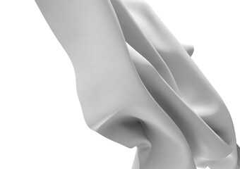 Aufkleber - A flowing white fabric drapes gracefully against a black background, creating a soft, abstract composition.