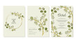 © IVONINA - Wedding Invitation Templates with Watercolour Drawing of Eucalyptus. Rustic Wedding. Vector template