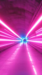 Poster - Neon tunnel vision with vibrant pink and blue light streaks creating a futuristic and energetic atmosphere perfect for modern design
