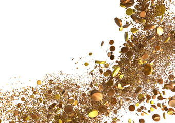 Poster - Enchanting Euphoria: Breathtaking 3D Illustration of Enchanting gold Confetti