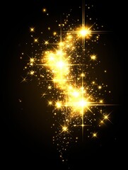 Poster - Luminous golden stars cascading against a dark backdrop creating a magical and enchanting atmosphere perfect for festive designs