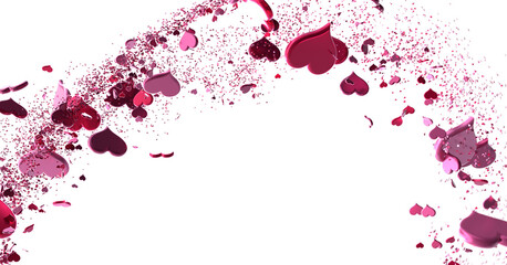Poster - realistic isolated heart confetti on the transparent background for decoration and covering. Concept of Happy Valentine's Day,