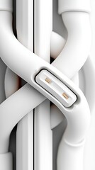 Poster - Abstract Intertwined White Tubes 3D Rendering