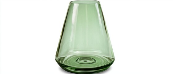 Poster - Elegant green glass vase on white background casting soft shadow capturing minimalist aesthetic and modern design for home decor and interior design