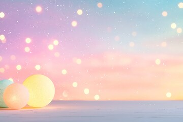 Poster - Glowing Pastel Spheres on Soft Gradient Background with Lights