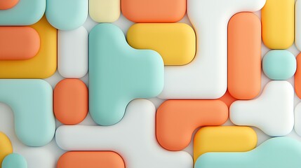 Poster - Abstract Pastel Background with 3D Organic Shapes