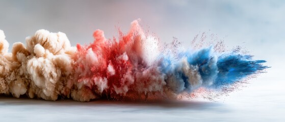 Poster - Dynamic explosion of vibrant color powder in studio setting creating a mesmerizing visual effect and artistic expression of motion and energy