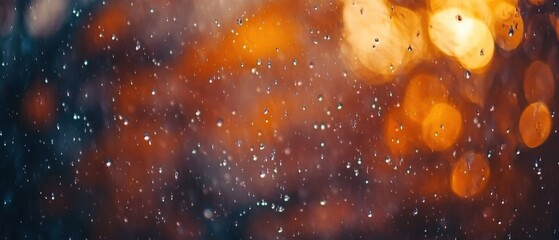 Poster - Captivating bokeh background with rain droplets on glass creating a dreamy and atmospheric ambiance perfect for abstract photography