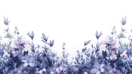Poster - Ethereal floral arrangement with delicate lavender hues creating a serene and tranquil botanical illustration for backgrounds