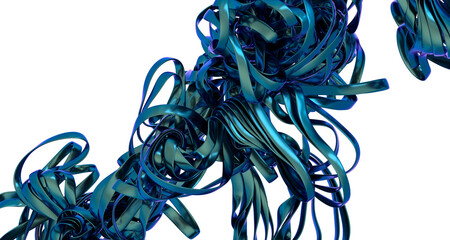 Poster - Abstract Blue Metallic Ribbon Sculpture