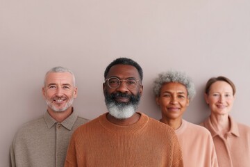 Poster - family of diverse individuals holding hands in minimalistic and clean environment with ample copy space