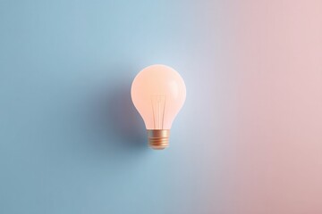 Poster - overhead shot of single light bulb placed on pastel background to symbolize creative thinking