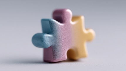 Poster - minimalist photo of puzzle piece on clean white background symbolizing autism with significant copy space