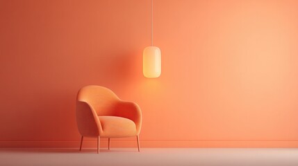 Poster - minimalistic decor elements against vibrant neon color background in modern living room setting