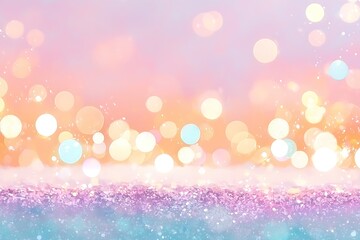 Poster - Pastel Rainbow Glitter Background with Soft Focus Lights