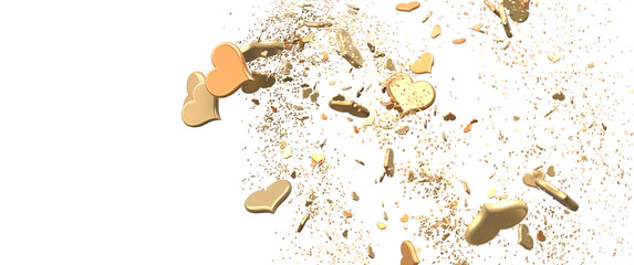 Poster - 3D illustration of hearts falling
