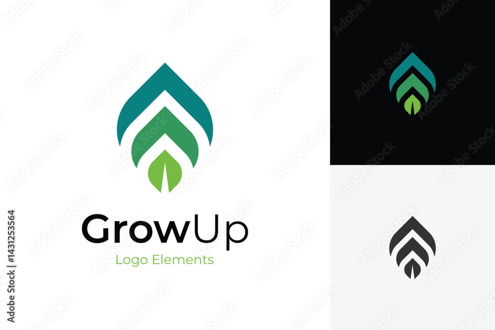 Finance growth leaf logo icon design with leaves and arrow graphic idea ...