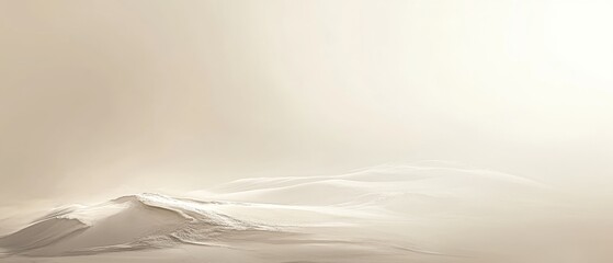 Poster - Serene Landscape of Rolling Dunes in Soft Light Ethereal Desert Scene Minimalist Sandscape Beige Tones Calm Nature Backdrop Atmospheric Horizon Tranquil Vista