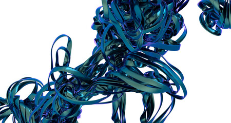 Poster - Abstract 3D Blue Ribbon Sculpture