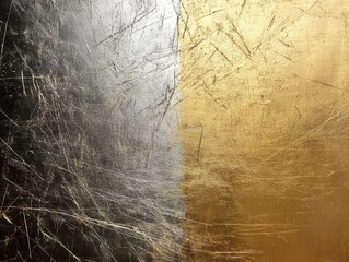 Poster - Abstract metallic texture background featuring silver and gold with scratched surface for design element