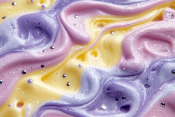 Poster - Abstract colorful swirl of pastel soap texture with silver glitter in a macro close up shot artistic backdrop for cosmetic product