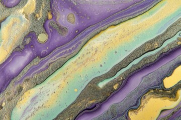 Poster - Abstract Fluid Art with Gold Accents and Purple Hues Capturing a Luxurious and Artistic Aesthetic for Creative Projects and Designs