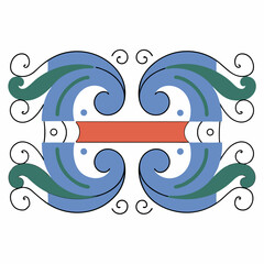Poster - Elegant design featuring abstract waves and curves in blue, green, and red, creating harmonious and artistic composition, on white background, commercial use