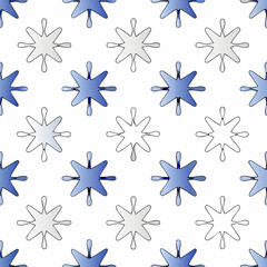 Poster - Stylish blue and white starbursts create seamless pattern, perfect for modern design projects, on white background, commercial use