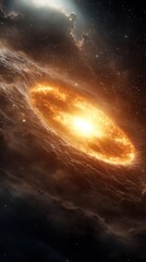 vibrant nebula with cosmic explosion and three planets