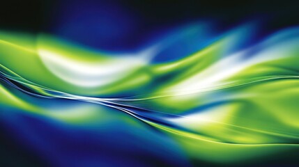 Wall Mural - Abstract flowing lines of vibrant green and blue.