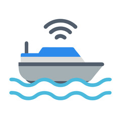 Poster - Connected Boat Icon: Smart Technology for Maritime Transportation and Navigation