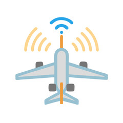 Poster - Airplane with WiFi Signal Icon: Modern Aviation Connectivity and Flight Technology