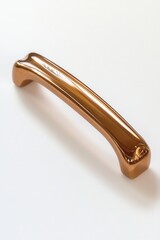 Poster - Elegant copper drawer pull on white background casting soft shadow in minimalist style studio shot