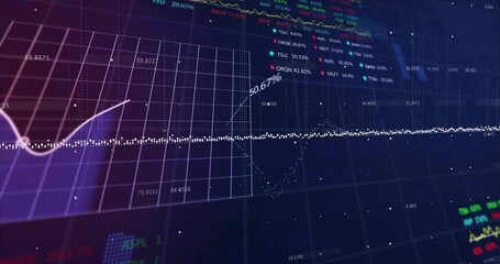 Poster - Purple-tinted graph section showing white curve over grid, displaying flat design finance charts