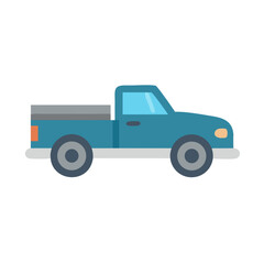 Poster - Blue Pickup Truck Illustration on Black Background, Transportation Icon, Vehicle