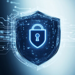 Poster - Cybersecurity measures in digital environments secure lock icon on circuit background