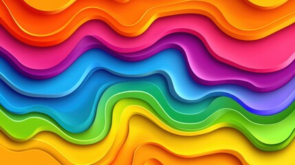 Poster - vibrant abstract background featuring layered colorful waves creating a dynamic and cheerful visual 