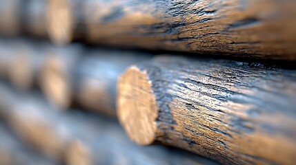 Poster - Close-Up of Stacked Dark Brown and Gray Wooden Logs