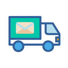 Poster - Delivery Truck Icon with Letter Envelope, Shipping Service, Mail Transportation