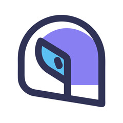 Poster - Abstract Geometric Space Helmet Icon in Purple and Blue on Black Background
