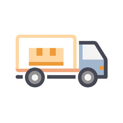 Poster - Delivery Truck Icon with Box, Shipping and Logistics Concept Illustration