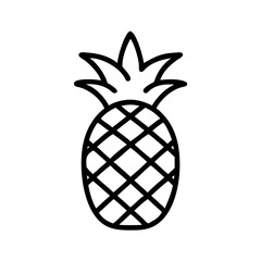 Poster - A simple outline drawing of a pineapple with crosshatch pattern and spiky crown isolated on white