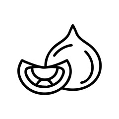 Poster - Outline drawing of a whole fig and a slice showing the interior, simple black and white design