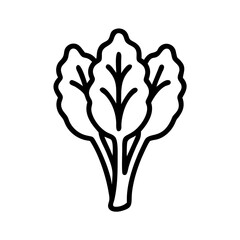 Poster - outline drawing of three leafy green vegetables with prominent veins and connected at the base of th