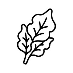 Poster - illustration of two leafy green vegetables with prominent veins in a simple black outline style imag