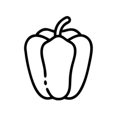 Poster - Illustration of a single bell pepper with a thick outline and a short stem on a white background