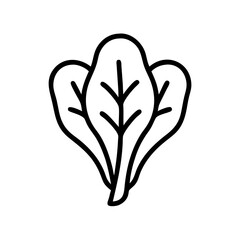 Poster - three spinach leaves arranged together in a simple black outline drawing on a white background image