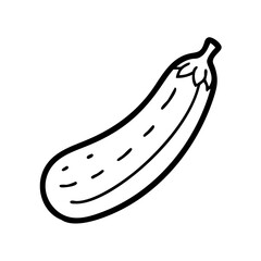 Poster - Illustration of a single zucchini with thick black outline and small dashes on the body of the vegetable